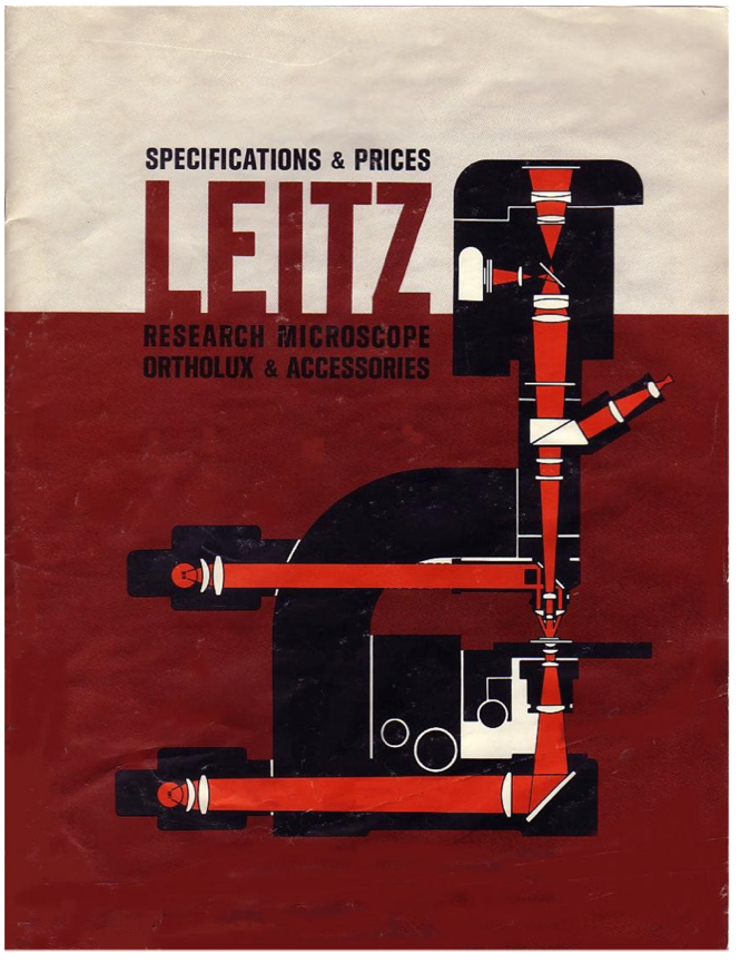 A red and black poster with a microscope
Description automatically generated