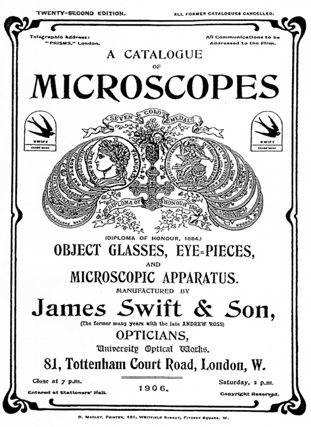 A black and white advertisement for microscopes
Description automatically generated