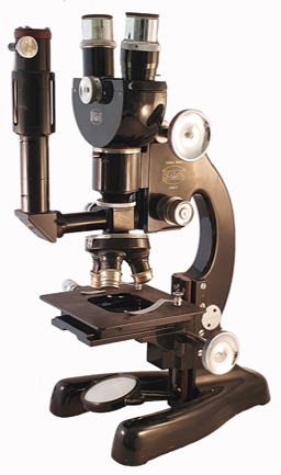 A black microscope with a white background
Description automatically generated