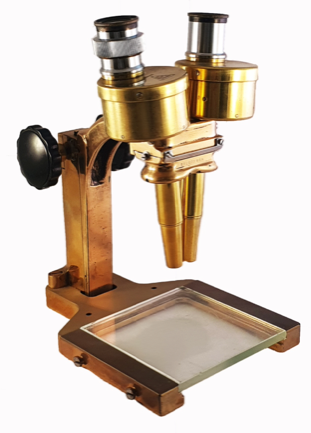 A gold and black microscope
Description automatically generated