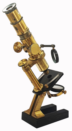 A gold and black microscope
Description automatically generated